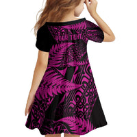 New Zealand Rugby Pacific Personalised Family Matching Tank Maxi Dress and Hawaiian Shirt All Pink Maori Pasifika Fern Pattern LT9 - Polynesian Pride