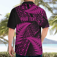 New Zealand Rugby Pacific Personalised Hawaiian Shirt All Pink Maori Pasifika Fern Pattern