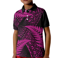 New Zealand Rugby Pacific Personalised Kid Polo Shirt All Pink Maori Pasifika Fern Pattern LT9 Kid Pink - Polynesian Pride