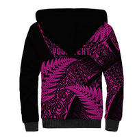 New Zealand Rugby Pacific Personalised Sherpa Hoodie All Pink Maori Pasifika Fern Pattern