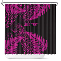 New Zealand Rugby Pacific Personalised Shower Curtain All Pink Maori Pasifika Fern Pattern