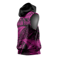 New Zealand Rugby Pacific Personalised Sleeveless Hoodie All Pink Maori Pasifika Fern Pattern LT9 - Polynesian Pride