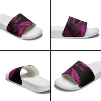 New Zealand Rugby Pacific Personalised Slide Sandals All Pink Maori Pasifika Fern Pattern - Polynesian Pride
