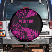 New Zealand Rugby Pacific Personalised Spare Tire Cover All Pink Maori Pasifika Fern Pattern