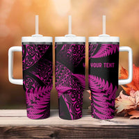New Zealand Rugby Pacific Personalised Tumbler With Handle All Pink Maori Pasifika Fern Pattern LT9 - Polynesian Pride