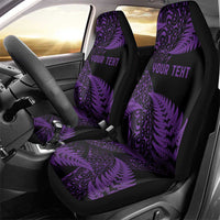 New Zealand Rugby Pacific Personalised Car Seat Cover All Purple Maori Pasifika Fern Pattern