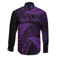 New Zealand Rugby Pacific Personalised Family Matching Mermaid Dress and Hawaiian Shirt All Purple Maori Pasifika Fern Pattern LT9 - Polynesian Pride