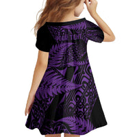 New Zealand Rugby Pacific Personalised Family Matching Tank Maxi Dress and Hawaiian Shirt All Purple Maori Pasifika Fern Pattern LT9 - Polynesian Pride