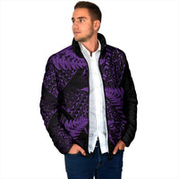 New Zealand Rugby Pacific Personalised Padded Jacket All Purple Maori Pasifika Fern Pattern - Polynesian Pride