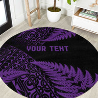 New Zealand Rugby Pacific Personalised Round Carpet All Purple Maori Pasifika Fern Pattern
