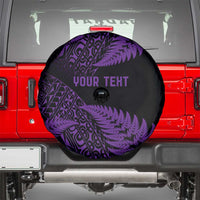 New Zealand Rugby Pacific Personalised Spare Tire Cover All Purple Maori Pasifika Fern Pattern