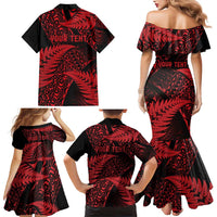 New Zealand Rugby Pacific Personalised Family Matching Mermaid Dress and Hawaiian Shirt All Red Maori Pasifika Fern Pattern LT9 - Polynesian Pride