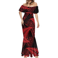 New Zealand Rugby Pacific Personalised Mermaid Dress All Red Maori Pasifika Fern Pattern
