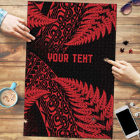 New Zealand Rugby Pacific Personalised Puzzle All Red Maori Pasifika Fern Pattern - Polynesian Pride