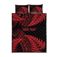 New Zealand Rugby Pacific Personalised Quilt Bed Set All Red Maori Pasifika Fern Pattern