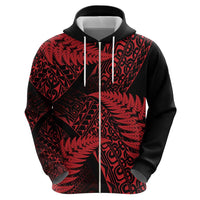 New Zealand Rugby Pacific Personalised Zip Hoodie All Red Maori Pasifika Fern Pattern
