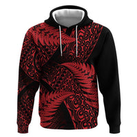 New Zealand Rugby Pacific Personalised Zip Hoodie All Red Maori Pasifika Fern Pattern