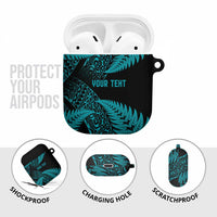 New Zealand Rugby Pacific Personalised AirPods Case All Turquoise Maori Pasifika Fern Pattern - Polynesian Pride