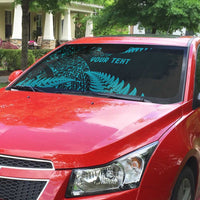 New Zealand Rugby Pacific Personalised Auto Sun Shade All Turquoise Maori Pasifika Fern Pattern - Polynesian Pride