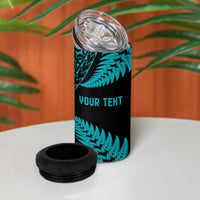 New Zealand Rugby Pacific Personalised 4 in 1 Can Cooler Tumbler All Turquoise Maori Pasifika Fern Pattern LT9 - Polynesian Pride