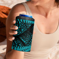 New Zealand Rugby Pacific Personalised 4 in 1 Can Cooler Tumbler All Turquoise Maori Pasifika Fern Pattern LT9 - Polynesian Pride
