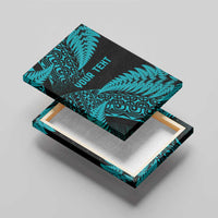 New Zealand Rugby Pacific Personalised Canvas Wall Art All Turquoise Maori Pasifika Fern Pattern