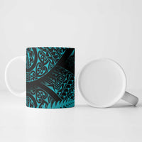 New Zealand Rugby Pacific Personalised Ceramic Mug All Turquoise Maori Pasifika Fern Pattern - Polynesian Pride