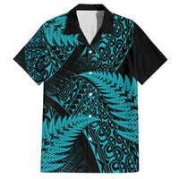 New Zealand Rugby Pacific Personalised Family Matching Off Shoulder Maxi Dress and Hawaiian Shirt All Turquoise Maori Pasifika Fern Pattern