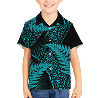 New Zealand Rugby Pacific Personalised Family Matching Puletasi and Hawaiian Shirt All Turquoise Maori Pasifika Fern Pattern