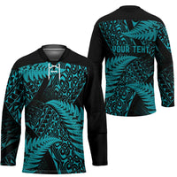 New Zealand Rugby Pacific Personalised Hockey Jersey All Turquoise Maori Pasifika Fern Pattern LT9 - Polynesian Pride