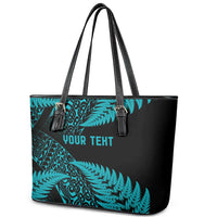 New Zealand Rugby Pacific Personalised Leather Tote Bag All Turquoise Maori Pasifika Fern Pattern LT9 - Polynesian Pride