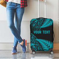New Zealand Rugby Pacific Personalised Luggage Cover All Turquoise Maori Pasifika Fern Pattern LT9 - Polynesian Pride
