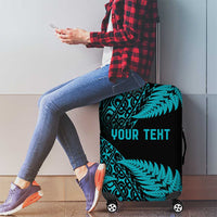 New Zealand Rugby Pacific Personalised Luggage Cover All Turquoise Maori Pasifika Fern Pattern LT9 - Polynesian Pride