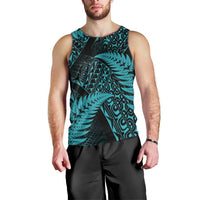 New Zealand Rugby Pacific Personalised Men Tank Top All Turquoise Maori Pasifika Fern Pattern