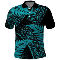 New Zealand Rugby Pacific Personalised Polo Shirt All Turquoise Maori Pasifika Fern Pattern