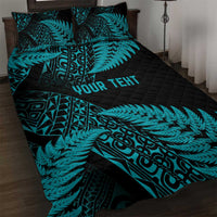 New Zealand Rugby Pacific Personalised Quilt Bed Set All Turquoise Maori Pasifika Fern Pattern