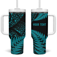 New Zealand Rugby Pacific Personalised Tumbler With Handle All Turquoise Maori Pasifika Fern Pattern LT9 One Size: 40 oz Turquoise - Polynesian Pride