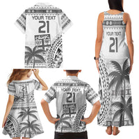 Custom Fiji Rugby Family Matching Tank Maxi Dress and Hawaiian Shirt Polynesian Fijian Masi Palm Tree