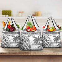 Custom Fiji Rugby Grocery Bag Polynesian Fijian Masi Palm Tree