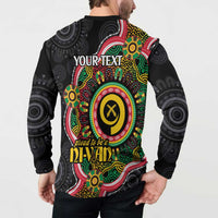 Vanuatu Personalised Button Sweatshirt Aboriginal Dot Paitnting - Polynesian Pride