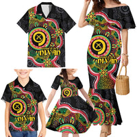 Vanuatu Personalised Family Matching Mermaid Dress and Hawaiian Shirt Aboriginal Dot Paitnting - Polynesian Pride