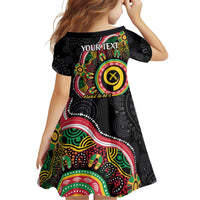 Vanuatu Personalised Family Matching Off Shoulder Short Dress and Hawaiian Shirt Aboriginal Dot Paitnting - Polynesian Pride
