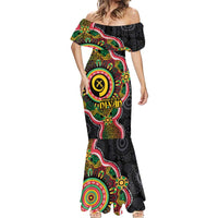 Vanuatu Personalised Mermaid Dress Aboriginal Dot Paitnting - Polynesian Pride