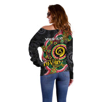 Vanuatu Personalised Off Shoulder Sweater Aboriginal Dot Paitnting - Polynesian Pride