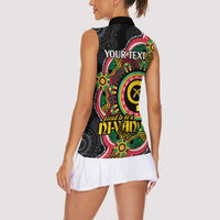 Vanuatu Personalised Women Sleeveless Polo Shirt Aboriginal Dot Paitnting - Polynesian Pride