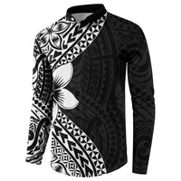 Lotu Tamaiti White Sunday Button Sweatshirt Pacific Plumeria Flowers - Black Version