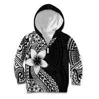 Lotu Tamaiti White Sunday Kid Hoodie Pacific Plumeria Flowers - Black Version
