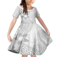 Lotu Tamaiti White Sunday Family Matching Mermaid Dress and Hawaiian Shirt Pacific Plumeria Flowers - White Version