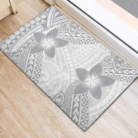 Lotu Tamaiti White Sunday Rubber Doormat Pacific Plumeria Flowers - White Version