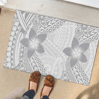 Lotu Tamaiti White Sunday Rubber Doormat Pacific Plumeria Flowers - White Version